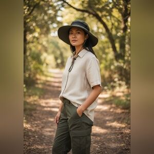 Olive Green Sun Hat with Black Mesh Band NIB 14.76 x 10 x .59 Inch